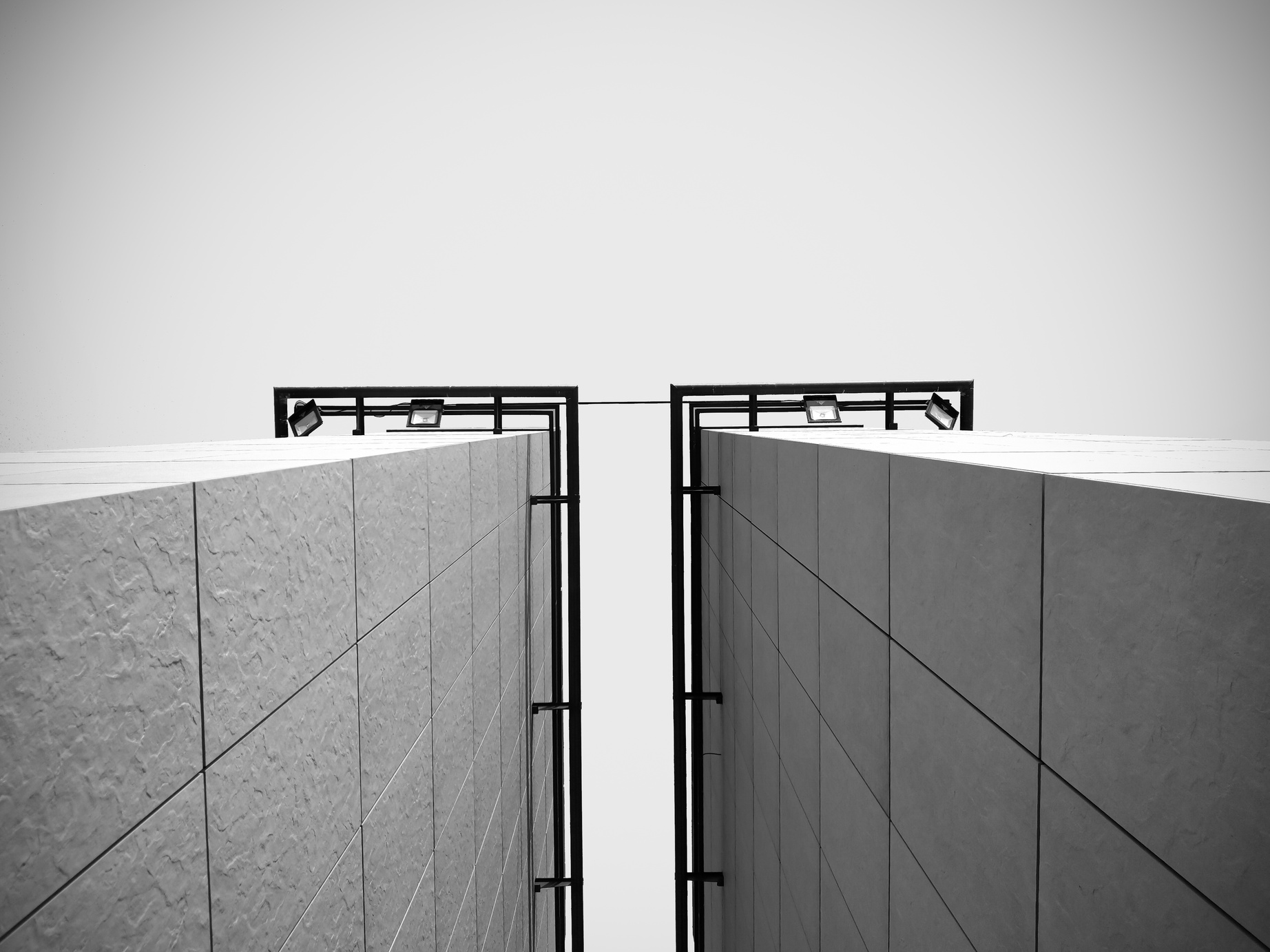 Grayscale Photo of a Concrete Building